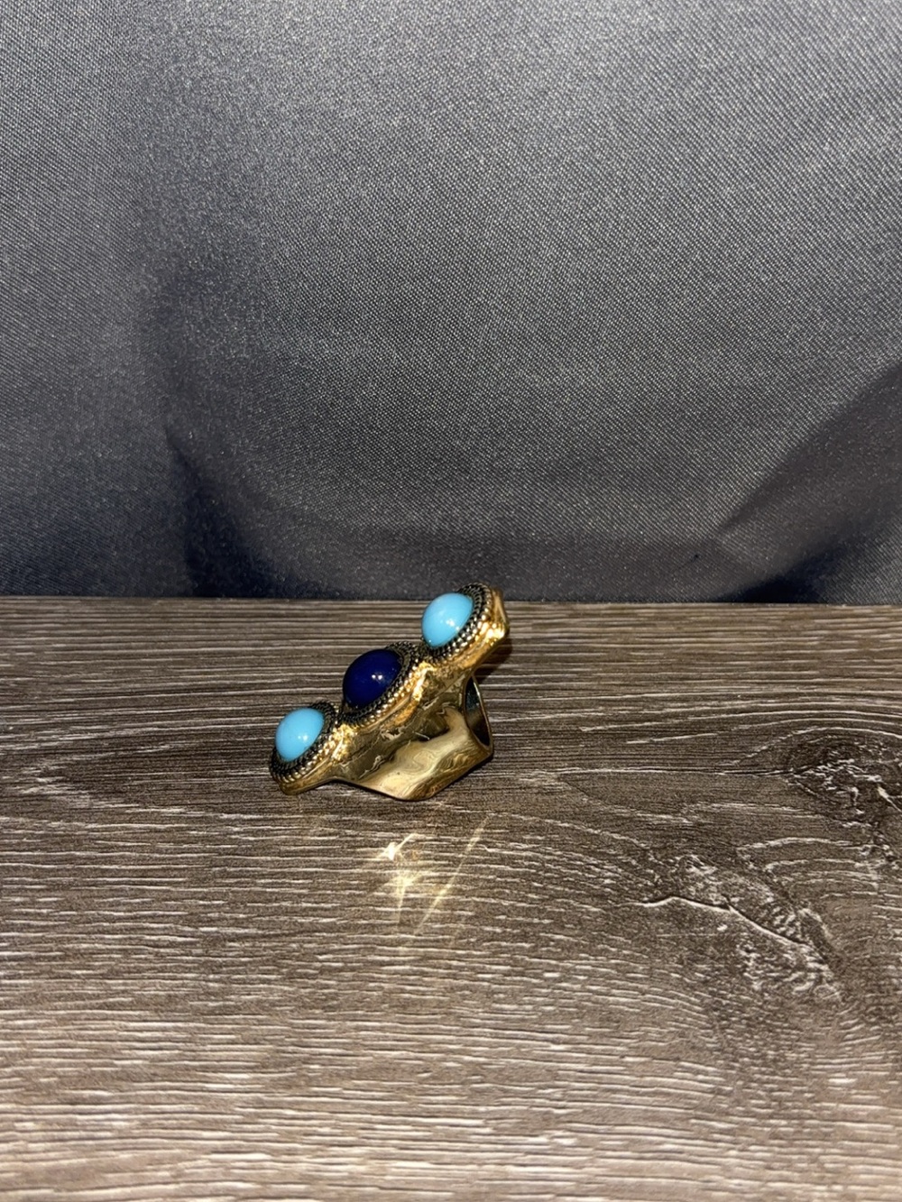 Sam Edelman Gold-Tone Ring with Turquoise and Navy Cabochons - Picture 4 of 7